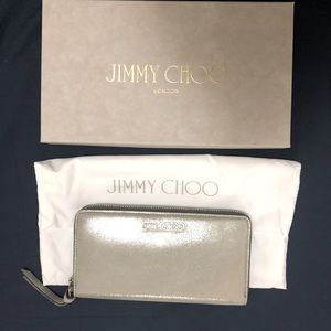 NWOT Jimmy Choo Pippa silver shimmer wallet